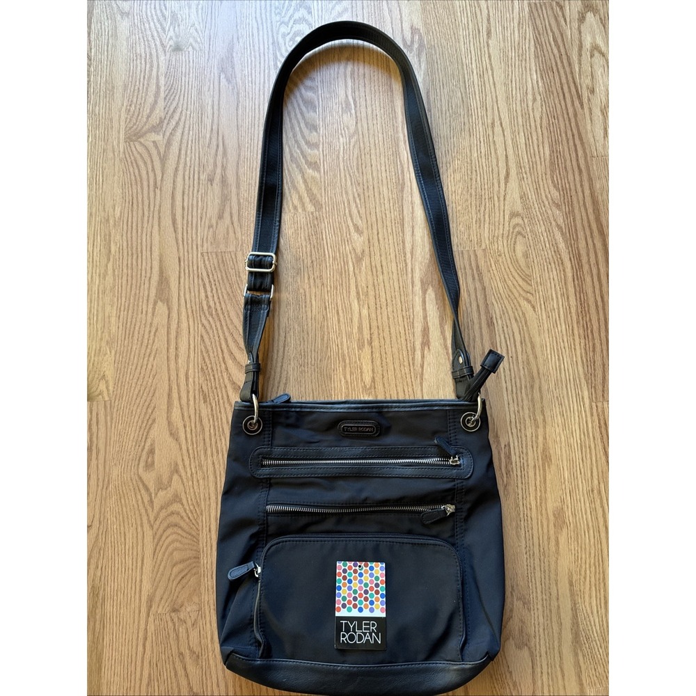 NWT Tyler‎ Rodan Purse Crossbody Bag Black Triple Zippered Pockets 13"x13" NEW